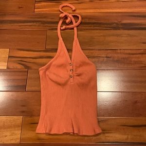 Womens Medium burnt orange halter crop top.
